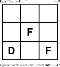 The grouppuzzles.com Easy TicTac-DEF puzzle for Tuesday May 20, 2025