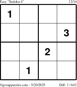 The grouppuzzles.com Easy Sudoku-4 puzzle for Tuesday May 20, 2025