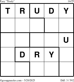 The grouppuzzles.com Easy Trudy puzzle for Tuesday May 20, 2025