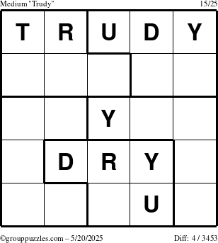 The grouppuzzles.com Medium Trudy puzzle for Tuesday May 20, 2025