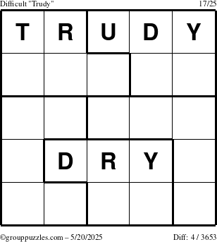 The grouppuzzles.com Difficult Trudy puzzle for Tuesday May 20, 2025