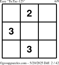 The grouppuzzles.com Easy TicTac-123 puzzle for Tuesday May 20, 2025