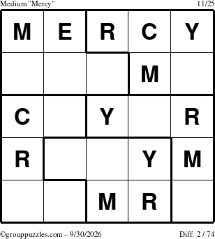 The grouppuzzles.com Medium Mercy puzzle for Wednesday September 30, 2026