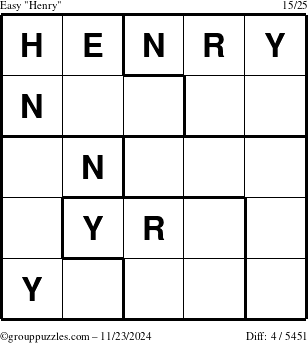 The grouppuzzles.com Easy Henry puzzle for Saturday November 23, 2024