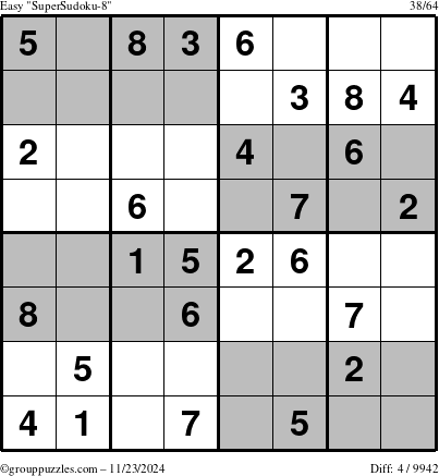 The grouppuzzles.com Easy SuperSudoku-8 puzzle for Saturday November 23, 2024