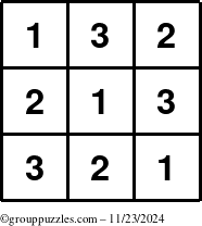 The grouppuzzles.com Answer grid for the TicTac-123 puzzle for Saturday November 23, 2024