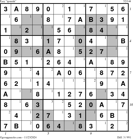 The grouppuzzles.com Easy tpsmith puzzle for Saturday November 23, 2024 with all 3 steps marked