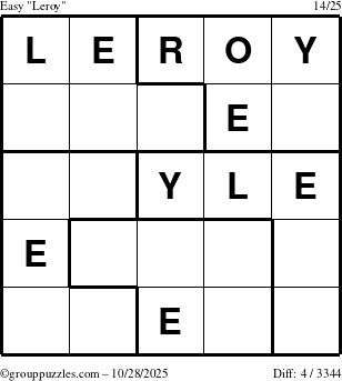 The grouppuzzles.com Easy Leroy puzzle for Tuesday October 28, 2025