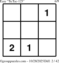 The grouppuzzles.com Easy TicTac-123 puzzle for Tuesday October 28, 2025
