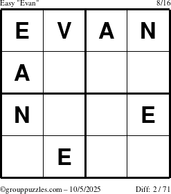 The grouppuzzles.com Easy Evan puzzle for Sunday October 5, 2025