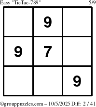 The grouppuzzles.com Easy TicTac-789 puzzle for Sunday October 5, 2025