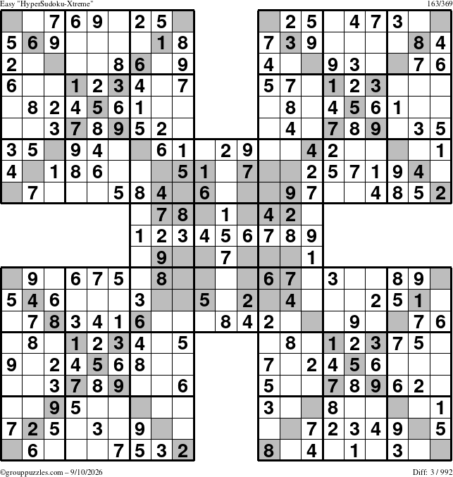 The grouppuzzles.com Easy cover-HyperXtreme puzzle for Thursday September 10, 2026