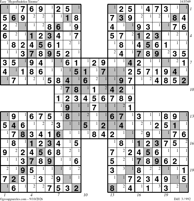 The grouppuzzles.com Easy cover-HyperXtreme puzzle for Thursday September 10, 2026 with all 3 steps marked