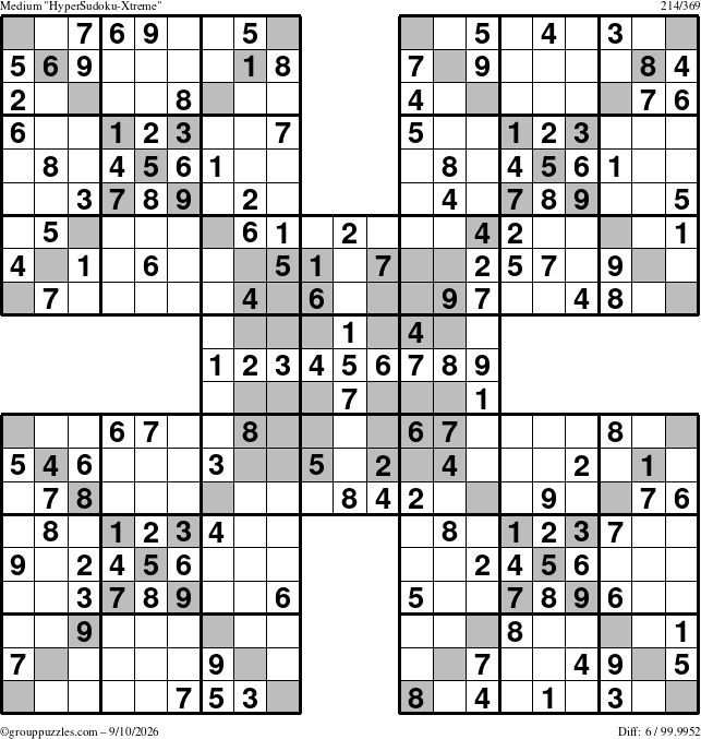 The grouppuzzles.com Medium cover-HyperXtreme puzzle for Thursday September 10, 2026