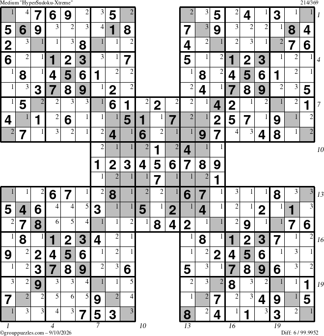 The grouppuzzles.com Medium cover-HyperXtreme puzzle for Thursday September 10, 2026 with all 6 steps marked