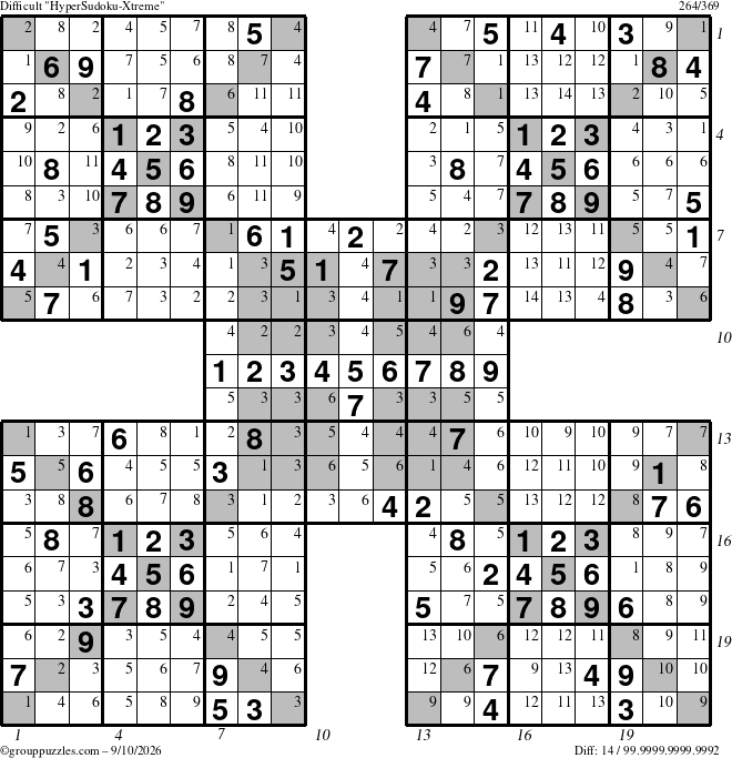 The grouppuzzles.com Difficult cover-HyperXtreme puzzle for Thursday September 10, 2026, suitable for printing, with all 14 steps marked