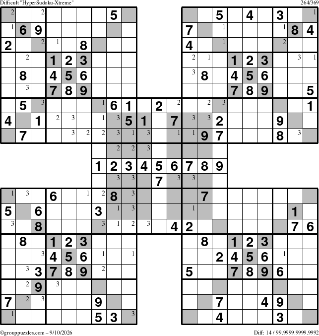 The grouppuzzles.com Difficult cover-HyperXtreme puzzle for Thursday September 10, 2026 with the first 3 steps marked