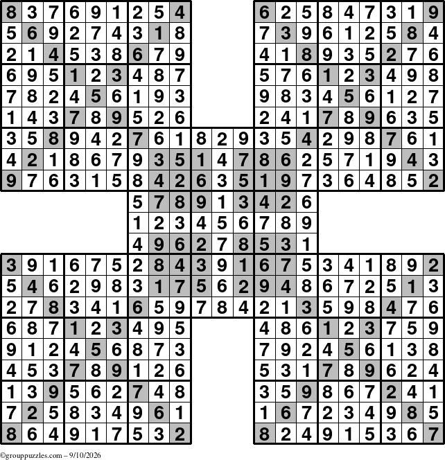 The grouppuzzles.com Answer grid for the cover-HyperXtreme puzzle for Thursday September 10, 2026