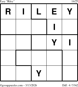 The grouppuzzles.com Easy Riley puzzle for Friday March 13, 2026