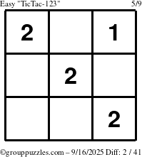The grouppuzzles.com Easy TicTac-123 puzzle for Tuesday September 16, 2025