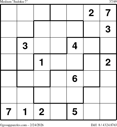 The grouppuzzles.com Medium Sudoku-7 puzzle for Tuesday February 24, 2026