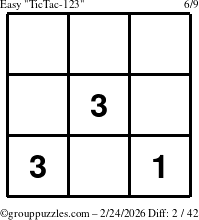 The grouppuzzles.com Easy TicTac-123 puzzle for Tuesday February 24, 2026