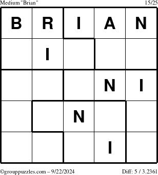 The grouppuzzles.com Medium Brian puzzle for Sunday September 22, 2024