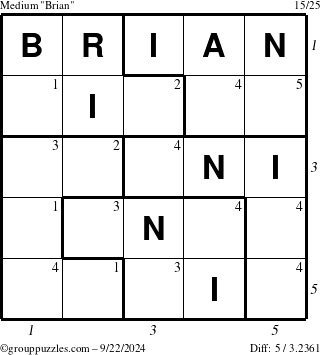 The grouppuzzles.com Medium Brian puzzle for Sunday September 22, 2024 with all 5 steps marked