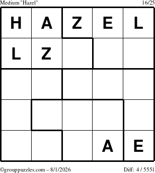 The grouppuzzles.com Medium Hazel puzzle for Saturday August 1, 2026