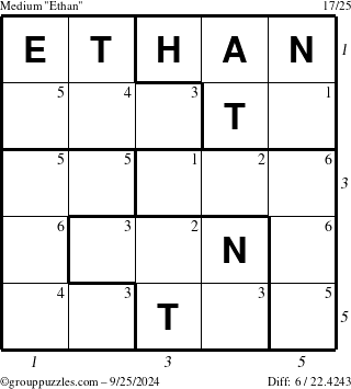 The grouppuzzles.com Medium Ethan puzzle for Wednesday September 25, 2024 with all 6 steps marked