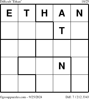 The grouppuzzles.com Difficult Ethan puzzle for Wednesday September 25, 2024