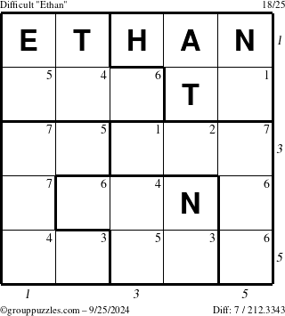 The grouppuzzles.com Difficult Ethan puzzle for Wednesday September 25, 2024 with all 7 steps marked