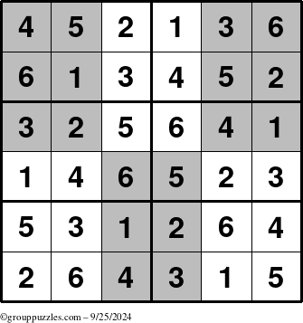 The grouppuzzles.com Answer grid for the SuperSudoku-Junior puzzle for Wednesday September 25, 2024