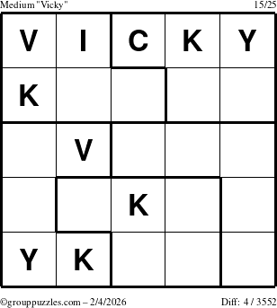 The grouppuzzles.com Medium Vicky puzzle for Wednesday February 4, 2026