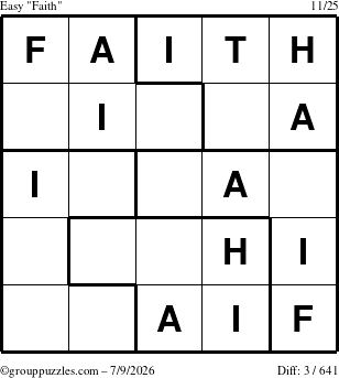 The grouppuzzles.com Easy Faith puzzle for Thursday July 9, 2026