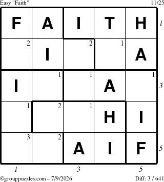 The grouppuzzles.com Easy Faith puzzle for Thursday July 9, 2026 with all 3 steps marked