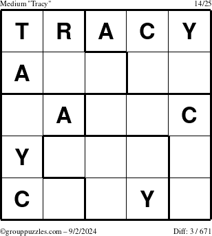 The grouppuzzles.com Medium Tracy puzzle for Monday September 2, 2024