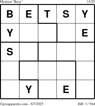 The grouppuzzles.com Medium Betsy puzzle for Thursday August 7, 2025