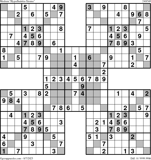 The grouppuzzles.com Medium cover-HyperXtreme puzzle for Thursday August 7, 2025