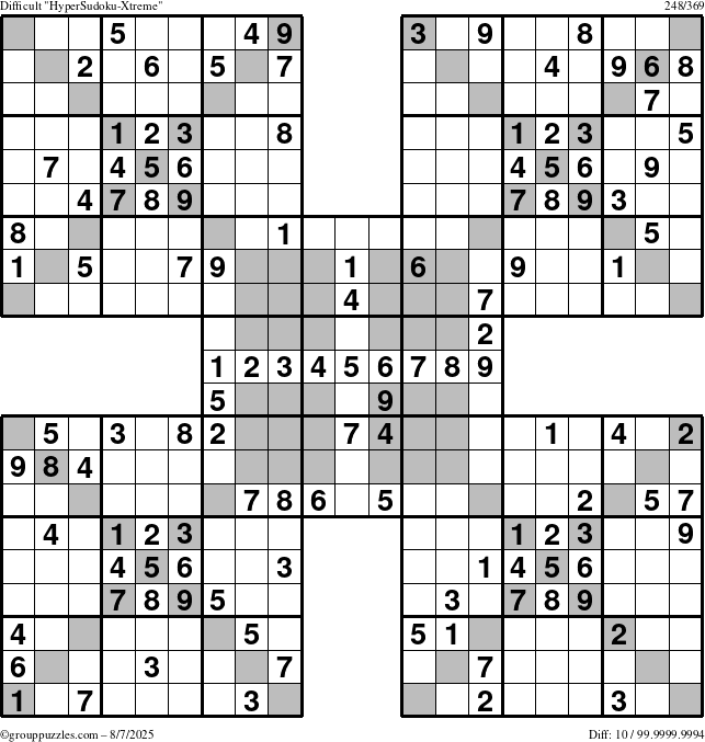 The grouppuzzles.com Difficult cover-HyperXtreme puzzle for Thursday August 7, 2025