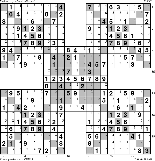 The grouppuzzles.com Medium cover-HyperXtreme puzzle for Thursday September 5, 2024 with all 6 steps marked