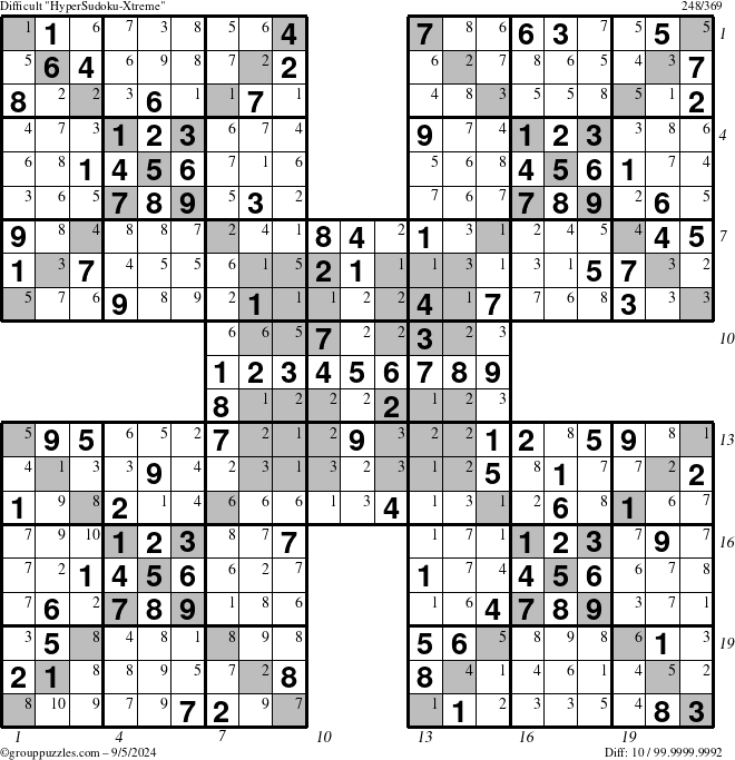 The grouppuzzles.com Difficult cover-HyperXtreme puzzle for Thursday September 5, 2024 with all 10 steps marked