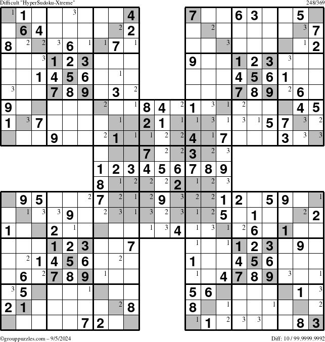 The grouppuzzles.com Difficult cover-HyperXtreme puzzle for Thursday September 5, 2024 with the first 3 steps marked