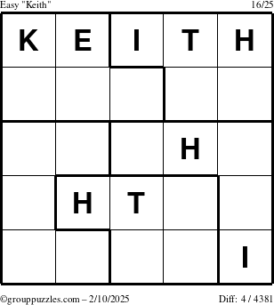 The grouppuzzles.com Easy Keith puzzle for Monday February 10, 2025