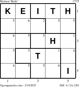 The grouppuzzles.com Medium Keith puzzle for Monday February 10, 2025 with all 6 steps marked