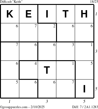 The grouppuzzles.com Difficult Keith puzzle for Monday February 10, 2025 with all 7 steps marked