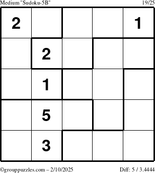 The grouppuzzles.com Medium Sudoku-5B puzzle for Monday February 10, 2025