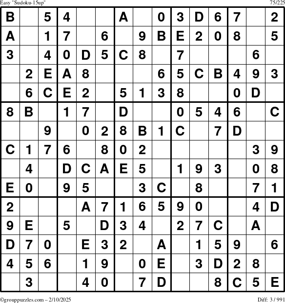 The grouppuzzles.com Easy Sudoku-15up puzzle for Monday February 10, 2025