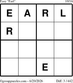 The grouppuzzles.com Easy Earl puzzle for Saturday June 20, 2026