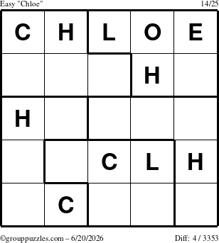 The grouppuzzles.com Easy Chloe puzzle for Saturday June 20, 2026
